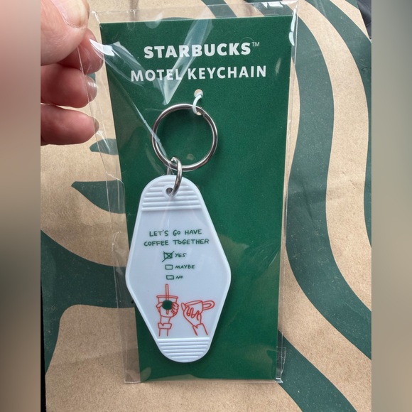 Starbucks Accessories - Starbucks White Motel Keychain “Let’s Go Have Coffee Together”